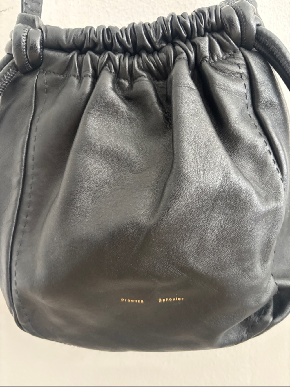 Proenza Schouler Black Leather Drawstring Crossbody Bag